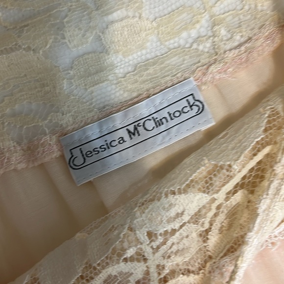 Vintage Jessica McClintock Drop Waist Dress Cottagecore Prairie Lace Pink Sz S - Picture 4 of 14